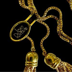 Vintage Joan Rivers Gold Plated Lariat Style Necklace With Tassels